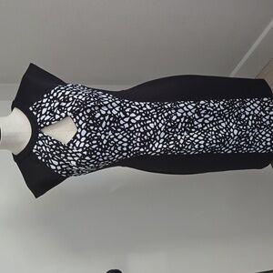 Maggy London Black and White Textured Print Dress SZ 6